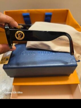 Louis Vuitton Black Sunglasses with Gold Hardware